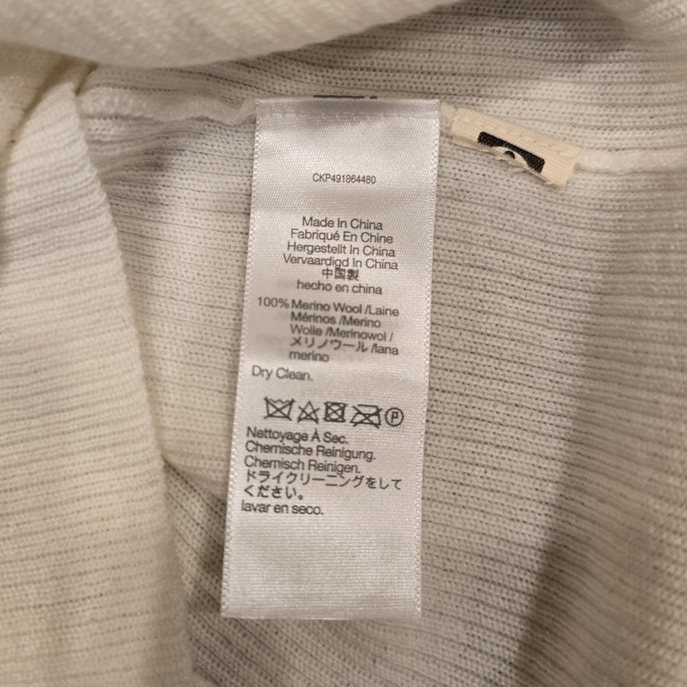 NWT Madewell Ribbed Merino Wool Mockneck Sweater Tee ivory xs $75 *flaw* - Picture 10 of 14